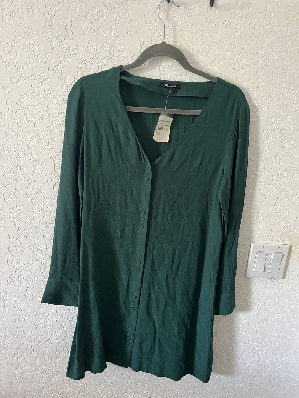 Madewell Forest Green Long Sleeve Tunic Dress